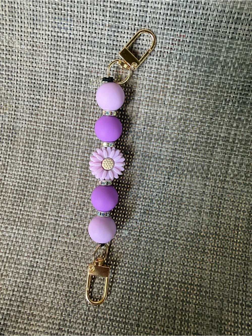 Purple Beaded Daisy Phone Charm - Unbranded